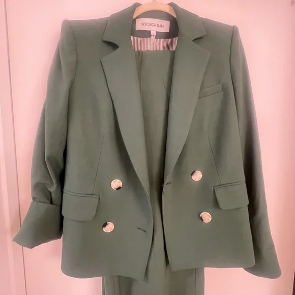 Veronica Beard Green Suit with Kona Dickey Jacket and Wide-Leg Pants (Like new) - Picture 7 of 14